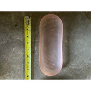 Frosted Pink Art Deco Fern Etched Glass Vanity Holder Case Dish Tray